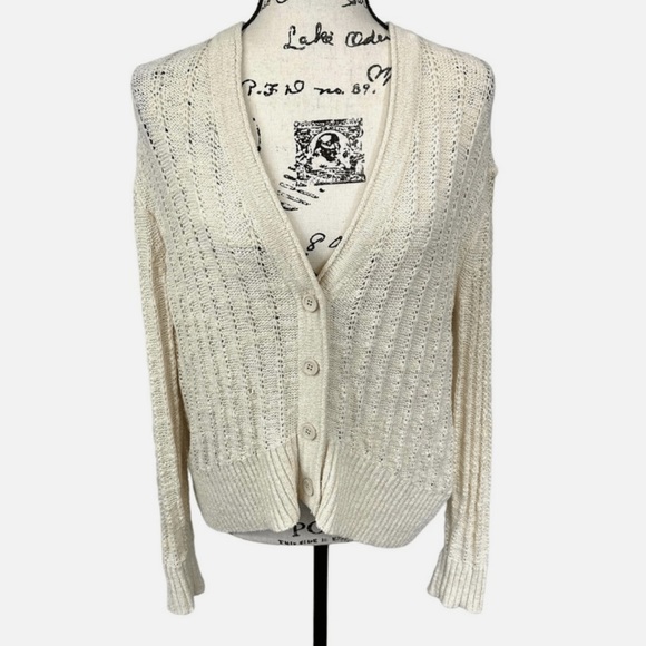 J.Crew V-neck cardigan sweater -Cream -Medium - Picture 10 of 11